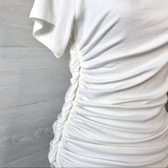 ATLEIN Paris Asymmetric Gathered Ribbed Stretch Viscose T-Shirt - Picture 8 of 8